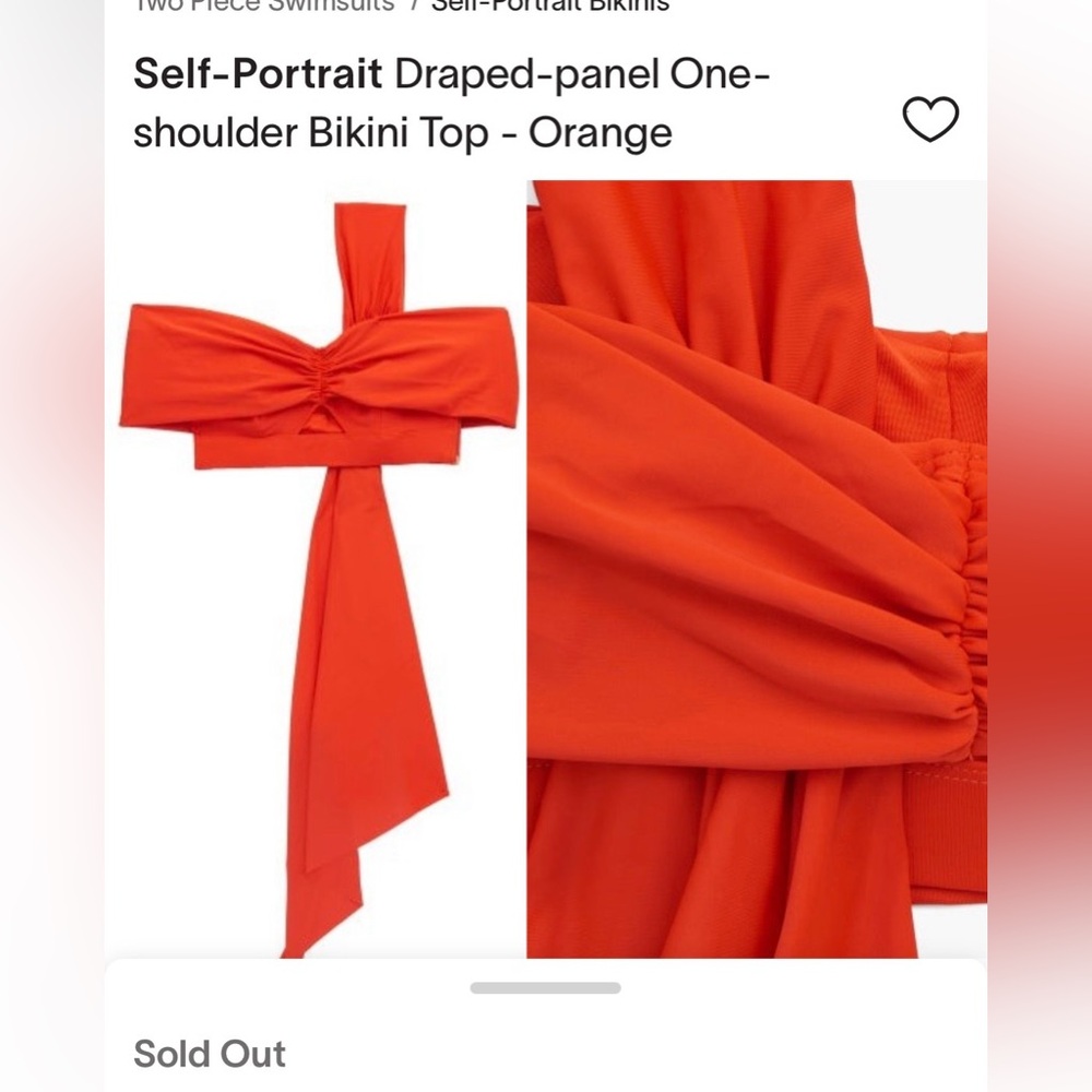 Self-Portrait Bright Orange One-Shoulder Crop Top with Draped Sash